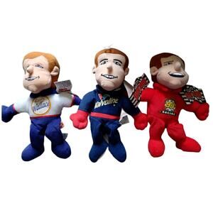 Vintage NASCAR Rusty Wallace Bill Elliott Mark Martin Plush Dolls Set of 3 NWT